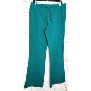 Cherokee Workwear Green Drawstring Slit Wide Hem Scrub Pants